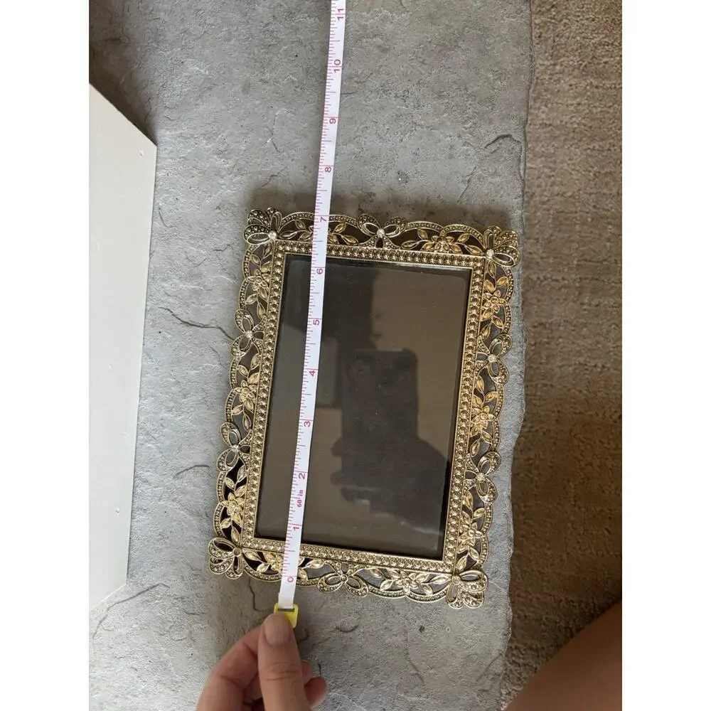 Rectangular Metal Bow Floral Desktop Picture Frame Table Top Home Decor 4 x 6